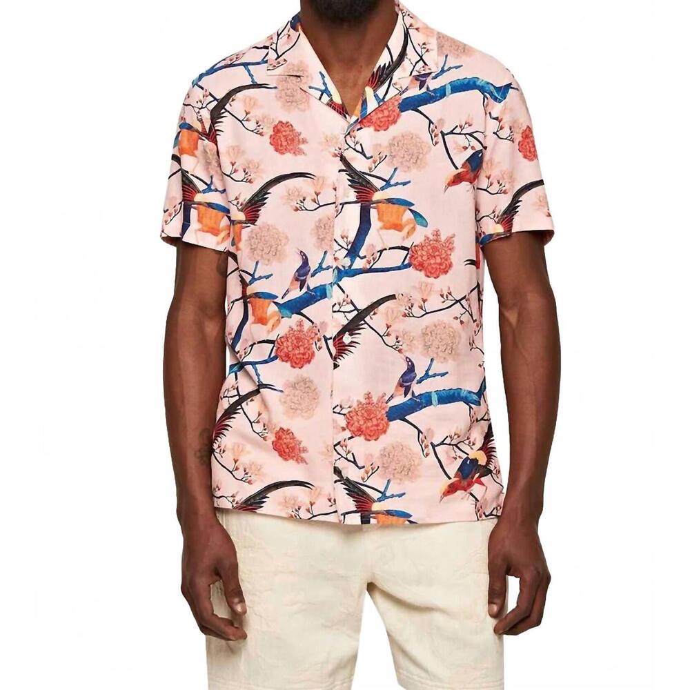 NEW ORLEBAR BROWN hibbert flight of fantasy shirt in rose - Picture 1 of 3